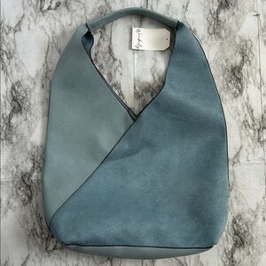 Wonderly | NWT Faux Leather Hobo Tote blue large tote bag